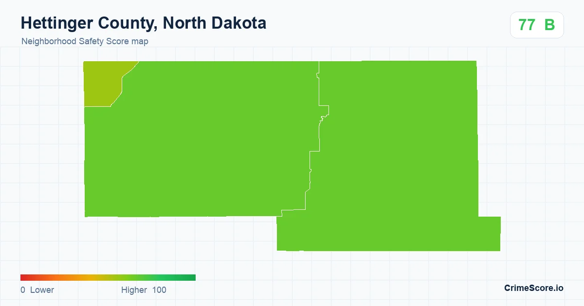 Hettinger County, North Dakota neighborhood Safety Score map by Census block group
