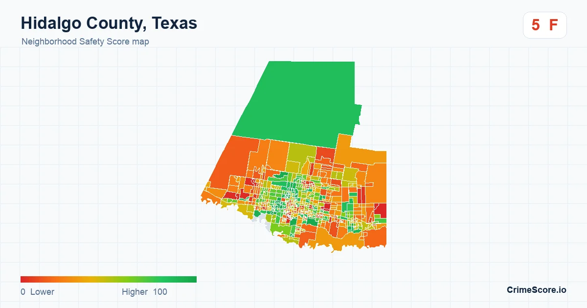 Hidalgo County, Texas neighborhood Safety Score map by Census block group
