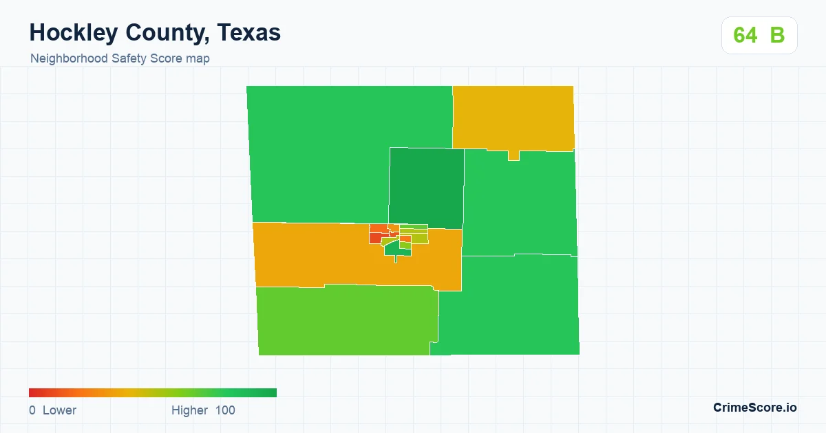 Hockley County, Texas neighborhood Safety Score map by Census block group