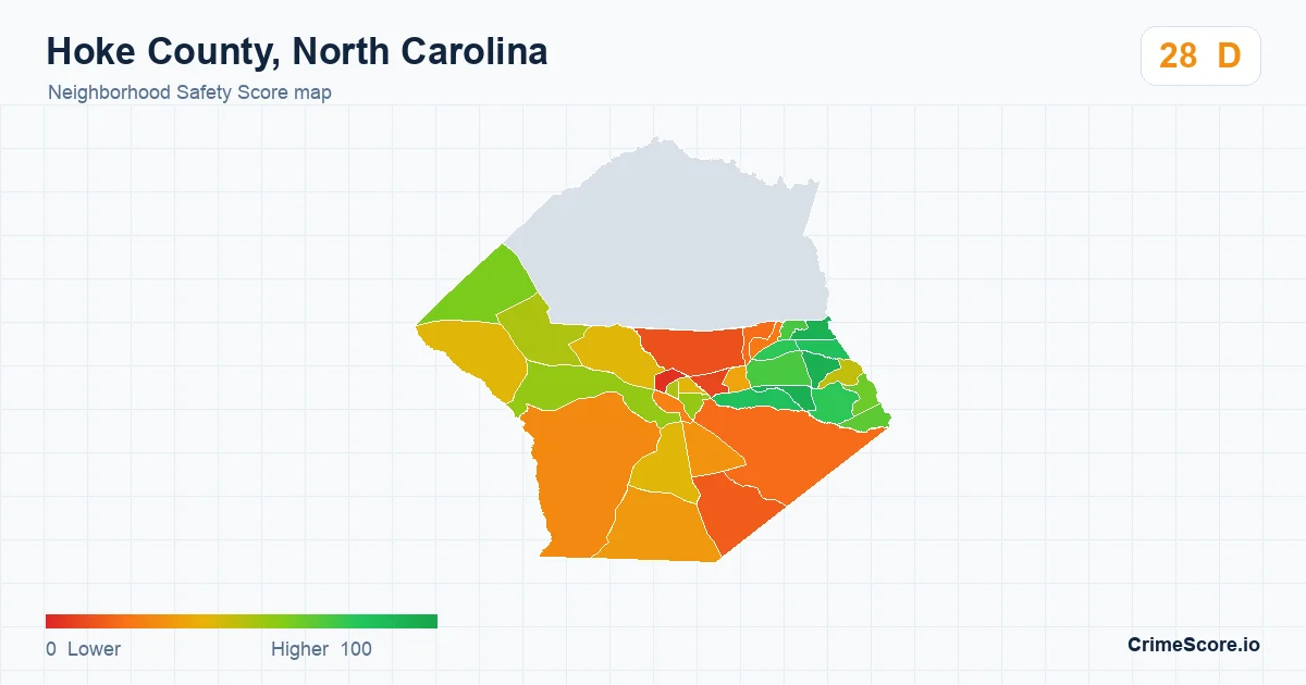 Hoke County, North Carolina neighborhood Safety Score map by Census block group