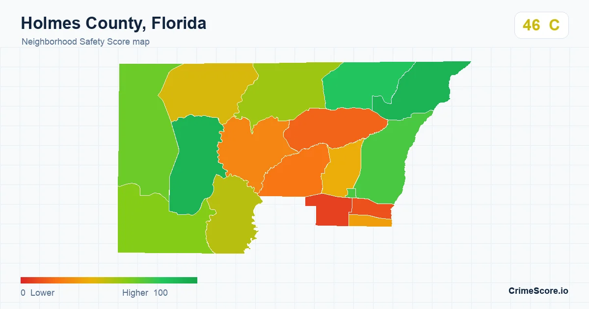 Holmes County, Florida neighborhood Safety Score map by Census block group