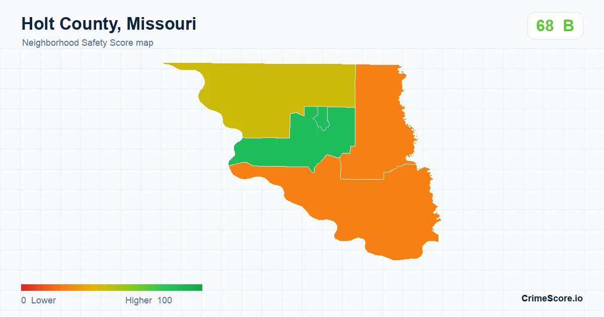 Holt County, Missouri neighborhood Safety Score map by Census block group
