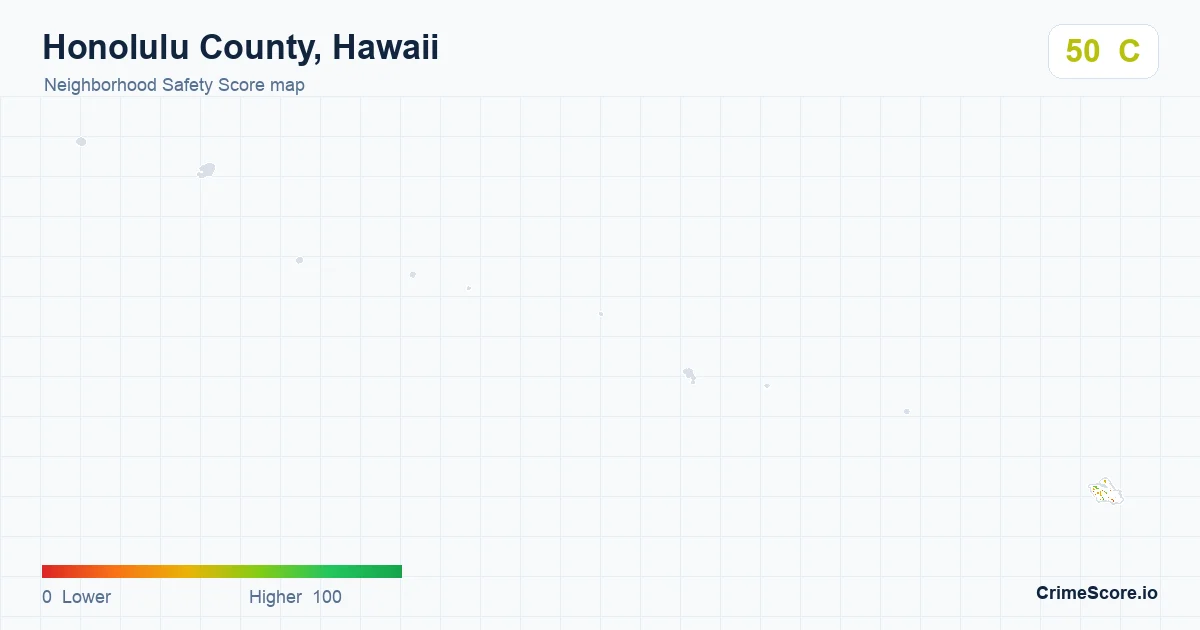 Honolulu County, Hawaii neighborhood Safety Score map by Census block group