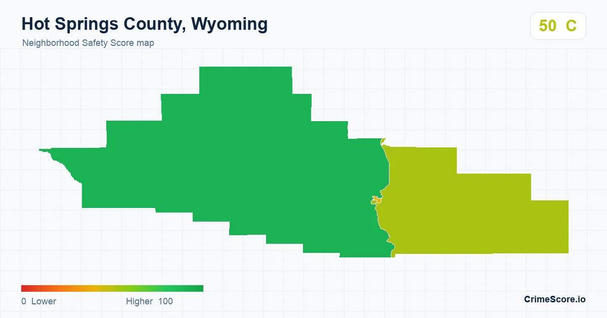 Hot Springs County, Wyoming neighborhood Safety Score map by Census block group
