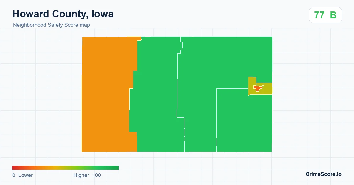 Howard County, Iowa neighborhood Safety Score map by Census block group