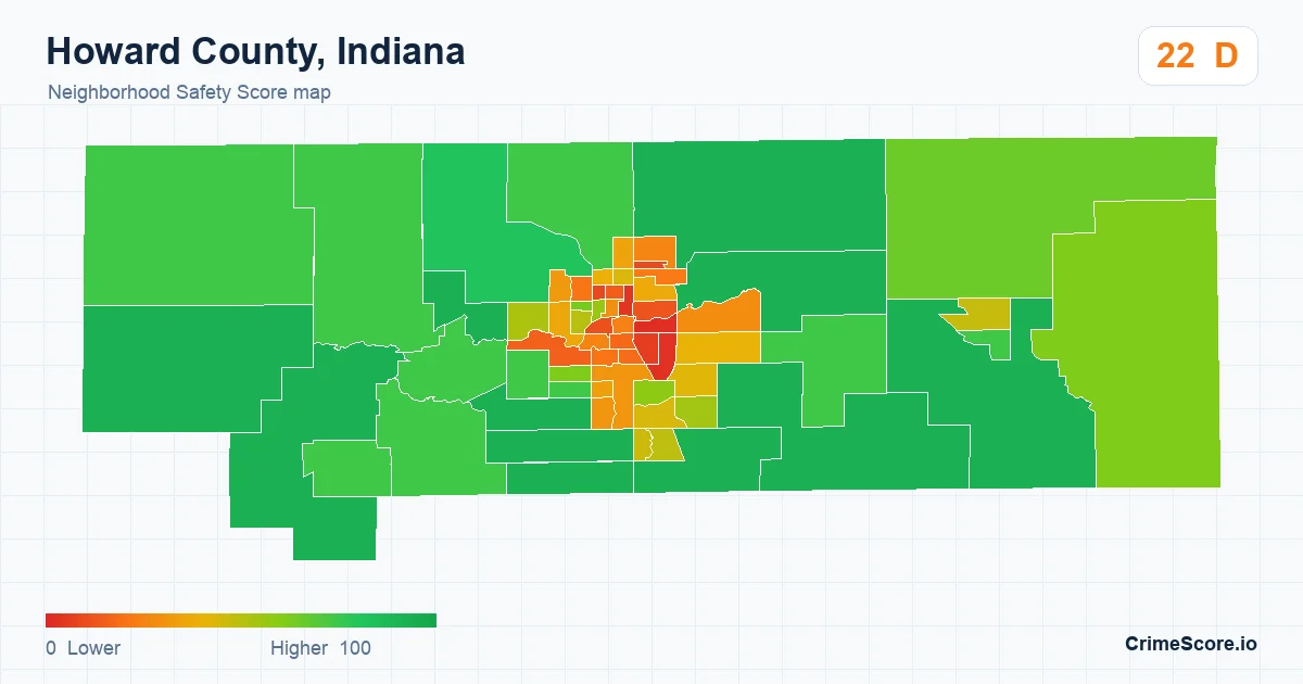 Howard County, Indiana neighborhood Safety Score map by Census block group