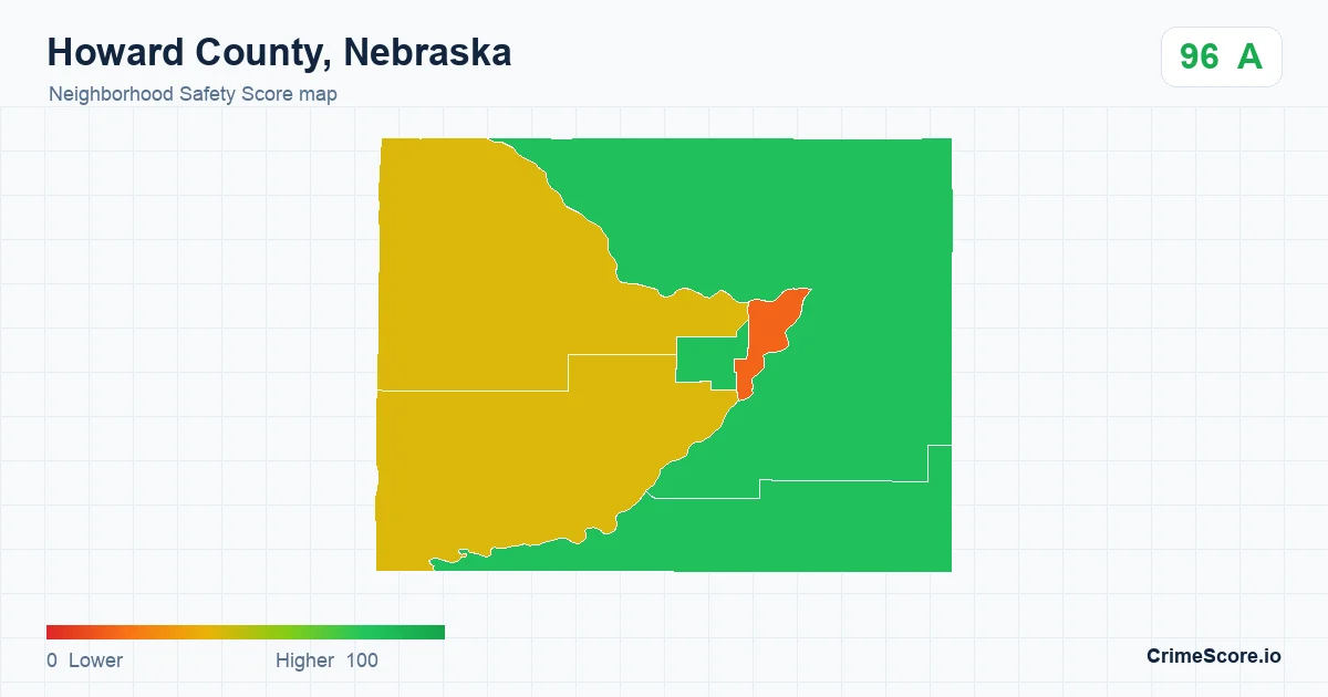 Howard County, Nebraska neighborhood Safety Score map by Census block group