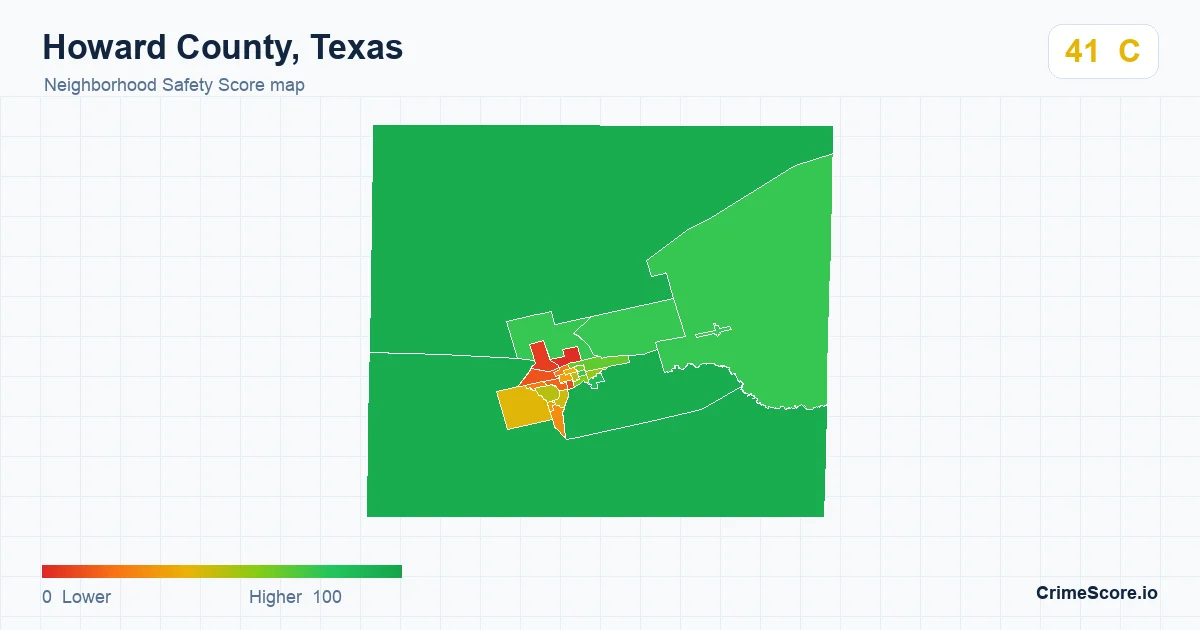 Howard County, Texas neighborhood Safety Score map by Census block group