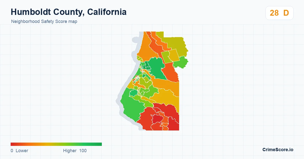 Humboldt County, California neighborhood Safety Score map by Census block group