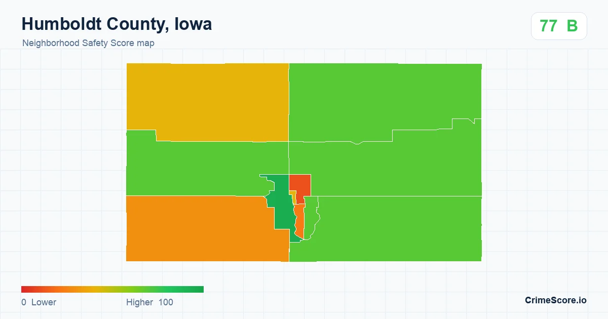 Humboldt County, Iowa neighborhood Safety Score map by Census block group