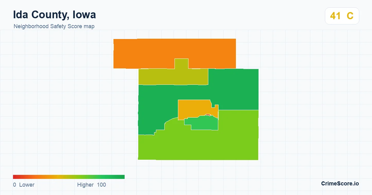 Ida County, Iowa neighborhood Safety Score map by Census block group