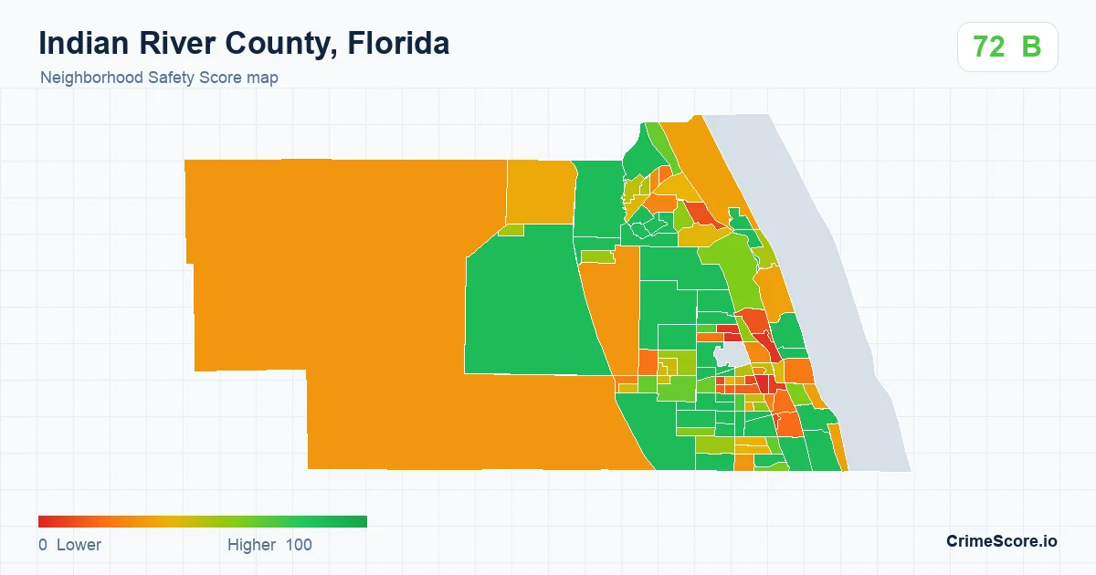 Indian River County, Florida neighborhood Safety Score map by Census block group