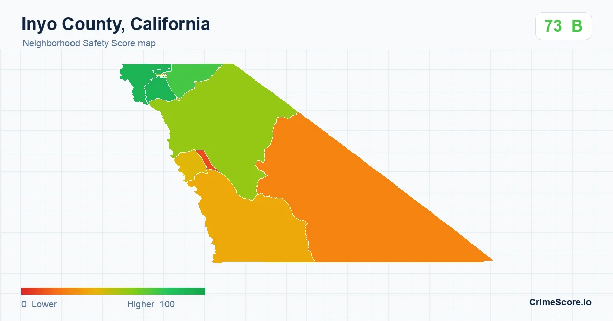 Inyo County, California neighborhood Safety Score map by Census block group