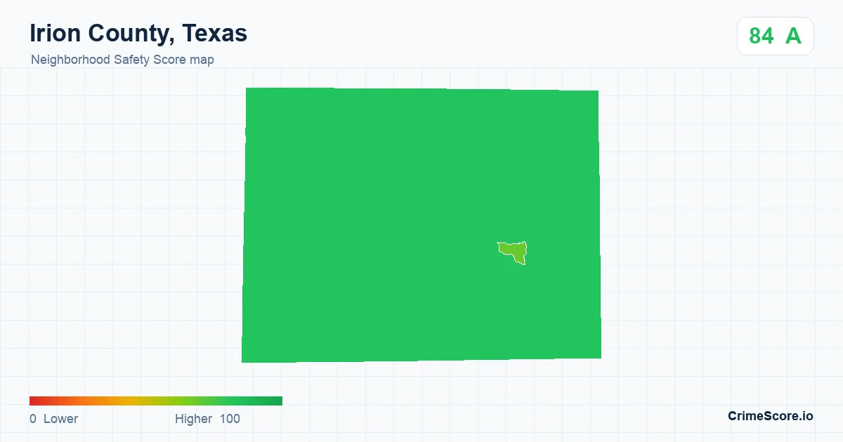 Irion County, Texas neighborhood Safety Score map by Census block group