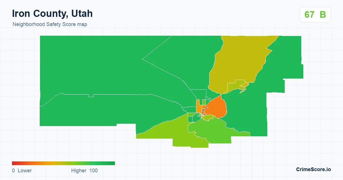 Iron County, Utah neighborhood Safety Score map by Census block group