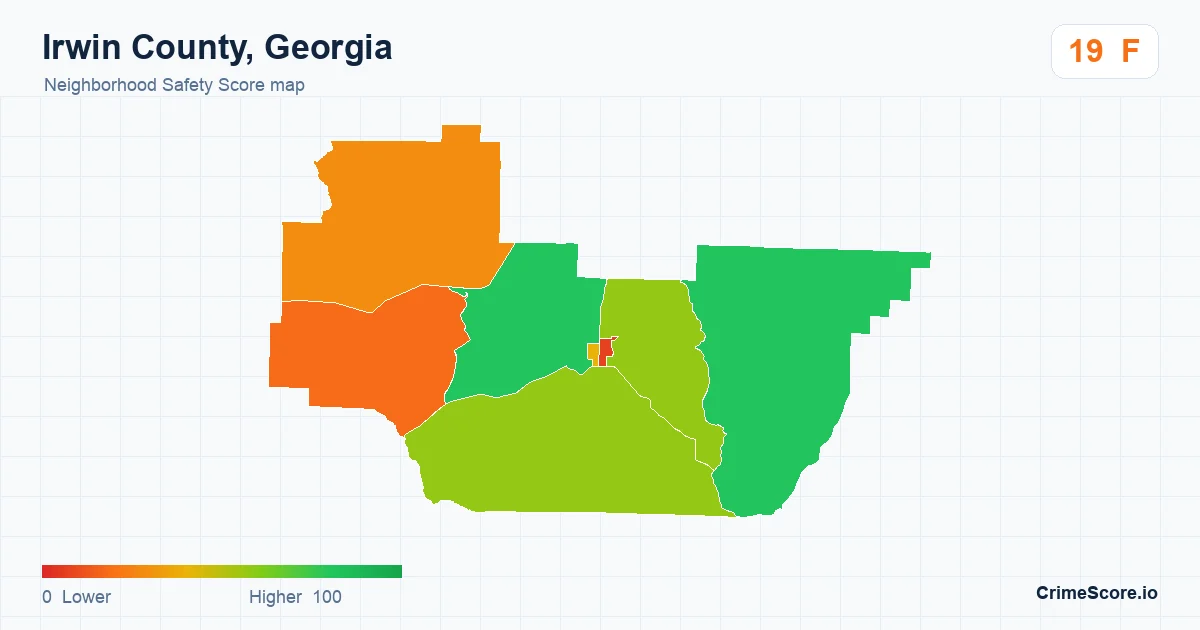 Irwin County, Georgia neighborhood Safety Score map by Census block group