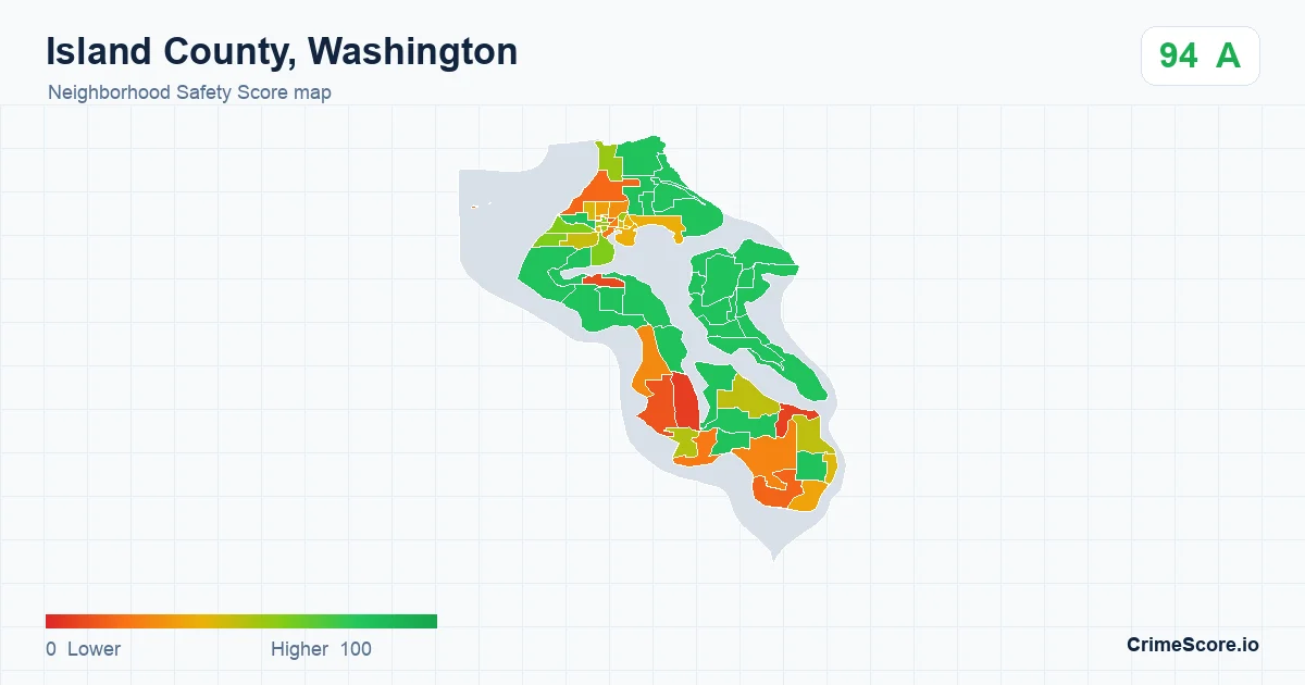 Island County, Washington neighborhood Safety Score map by Census block group