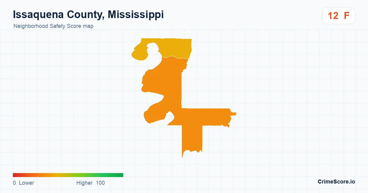 Issaquena County, Mississippi neighborhood Safety Score map by Census block group