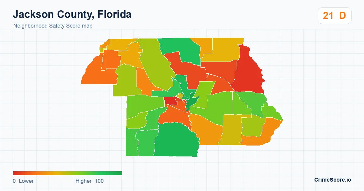 Jackson County, Florida neighborhood Safety Score map by Census block group