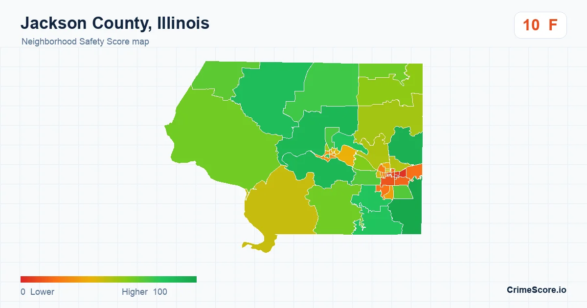 Jackson County, Illinois neighborhood Safety Score map by Census block group