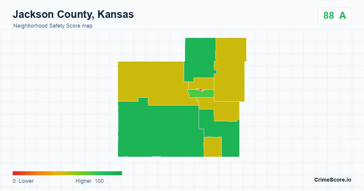 Jackson County, Kansas neighborhood Safety Score map by Census block group