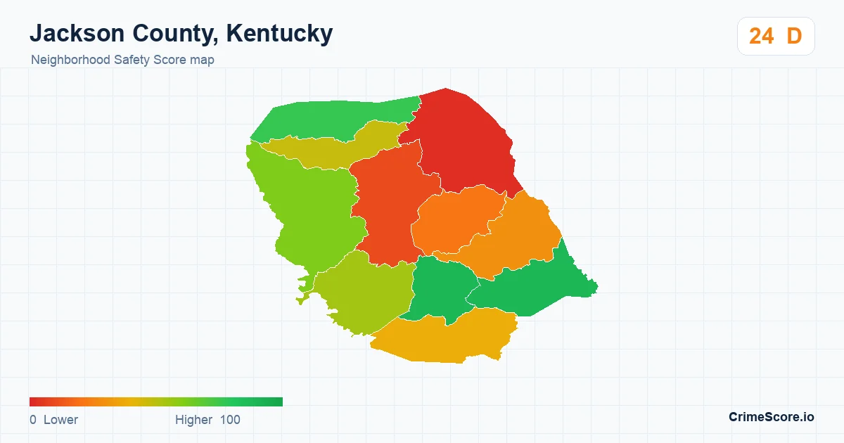 Jackson County, Kentucky neighborhood Safety Score map by Census block group