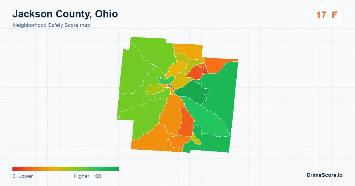 Jackson County, Ohio neighborhood Safety Score map by Census block group