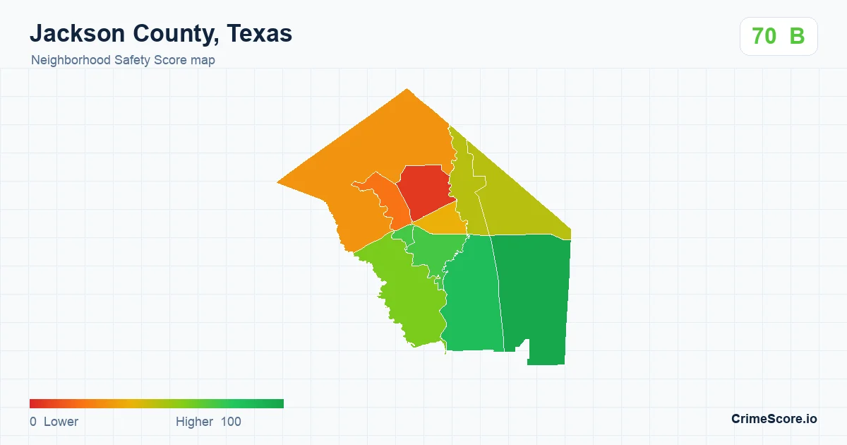 Jackson County, Texas neighborhood Safety Score map by Census block group