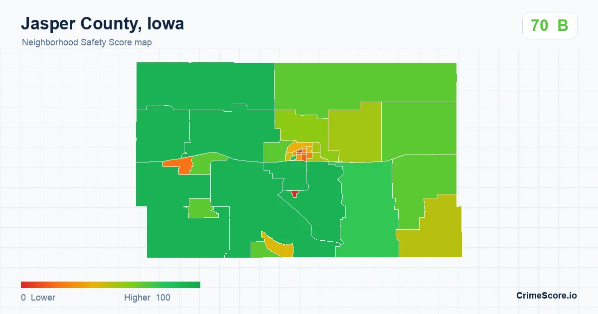 Jasper County, Iowa neighborhood Safety Score map by Census block group