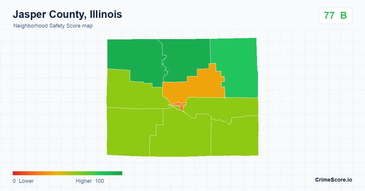 Jasper County, Illinois neighborhood Safety Score map by Census block group