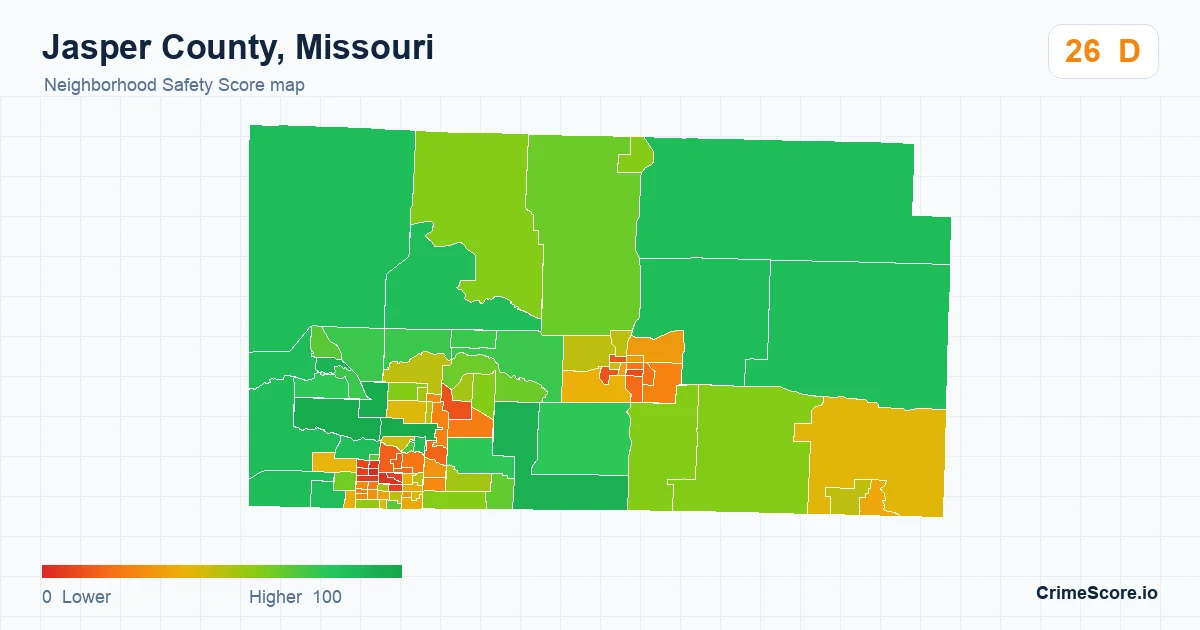 Jasper County, Missouri neighborhood Safety Score map by Census block group