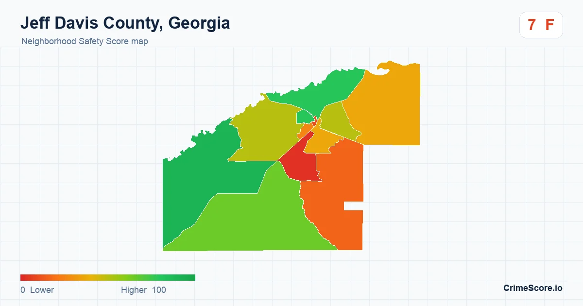 Jeff Davis County, Georgia neighborhood Safety Score map by Census block group
