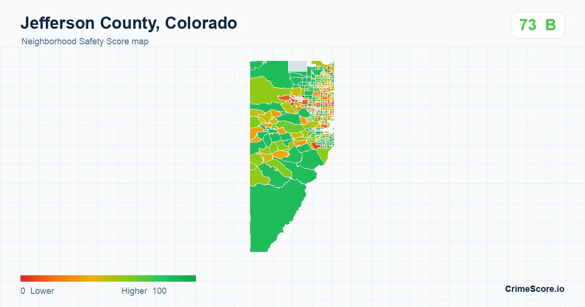 Jefferson County, Colorado neighborhood Safety Score map by Census block group