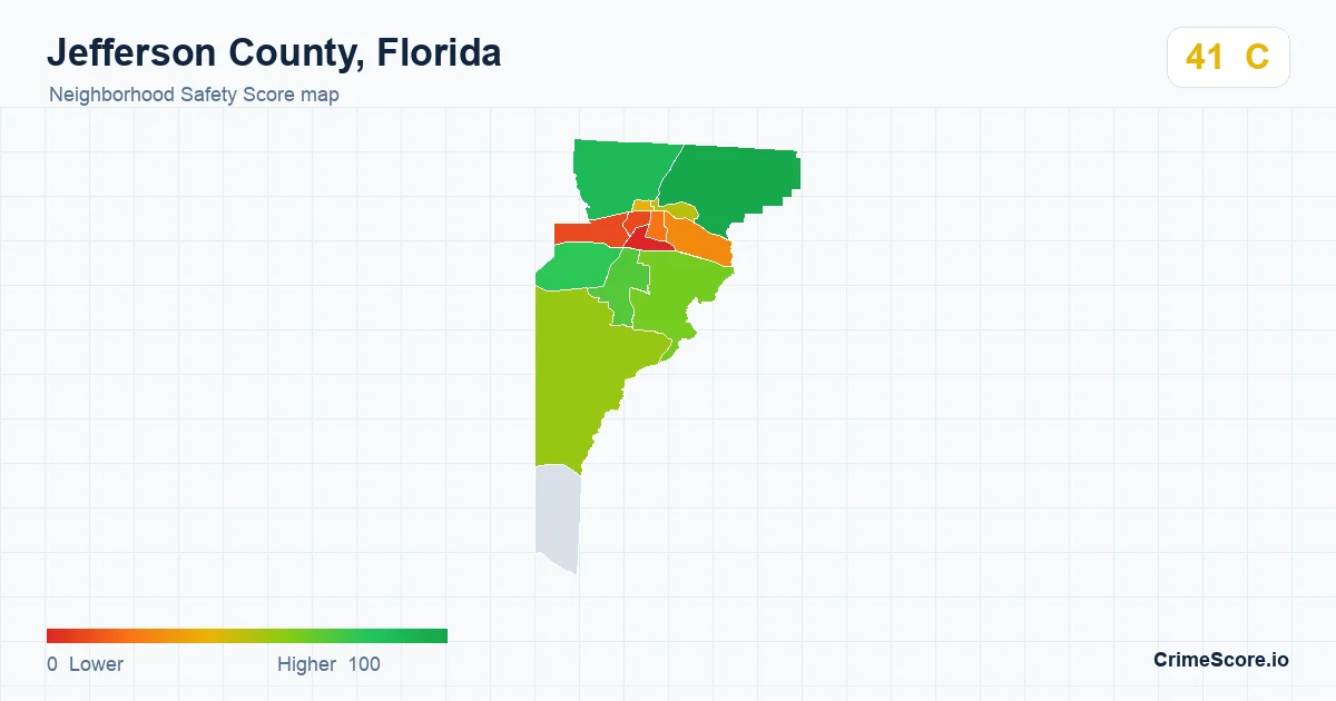 Jefferson County, Florida neighborhood Safety Score map by Census block group