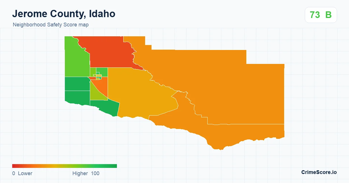 Jerome County, Idaho neighborhood Safety Score map by Census block group