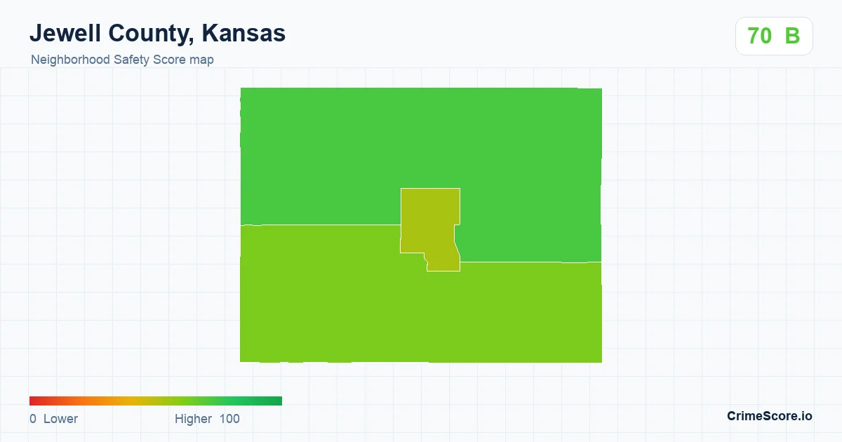Jewell County, Kansas neighborhood Safety Score map by Census block group