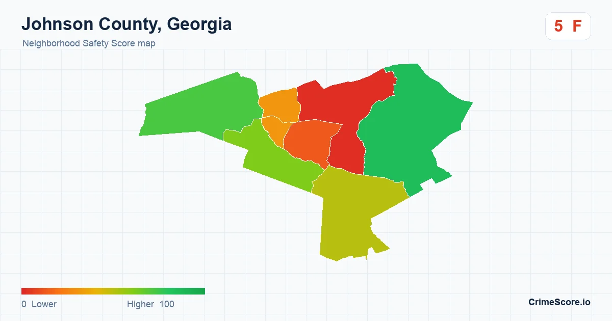 Johnson County, Georgia neighborhood Safety Score map by Census block group