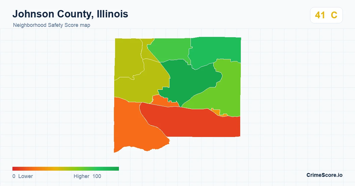 Johnson County, Illinois neighborhood Safety Score map by Census block group