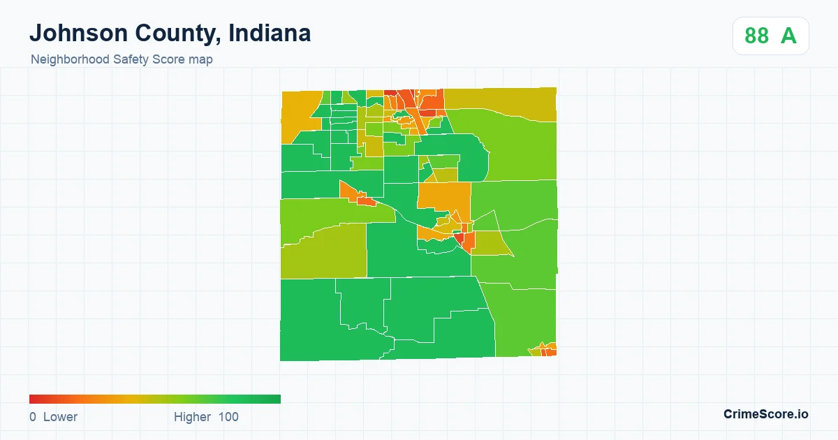 Johnson County, Indiana neighborhood Safety Score map by Census block group
