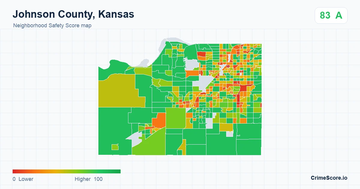 Johnson County, Kansas neighborhood Safety Score map by Census block group