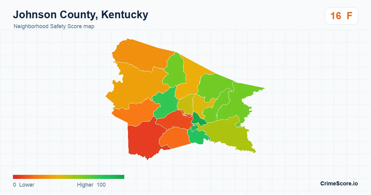 Johnson County, Kentucky neighborhood Safety Score map by Census block group