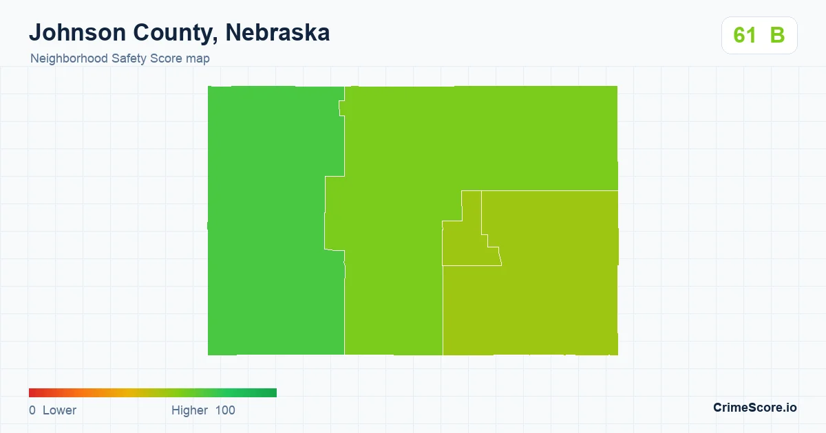 Johnson County, Nebraska neighborhood Safety Score map by Census block group