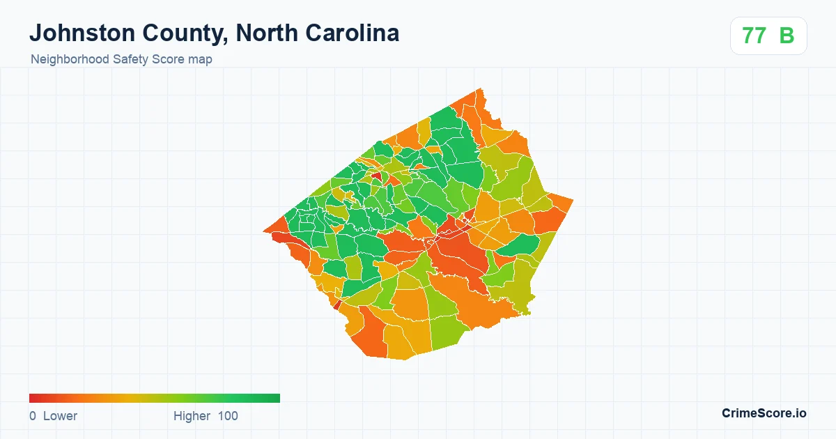 Johnston County, North Carolina neighborhood Safety Score map by Census block group