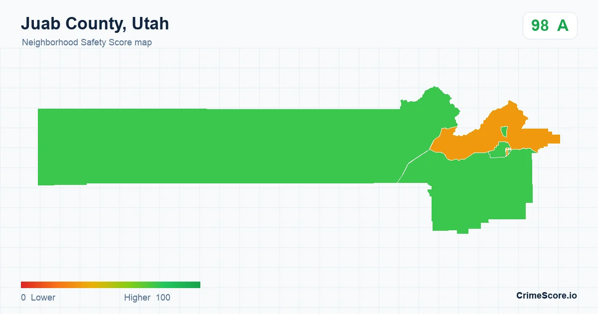 Juab County, Utah neighborhood Safety Score map by Census block group