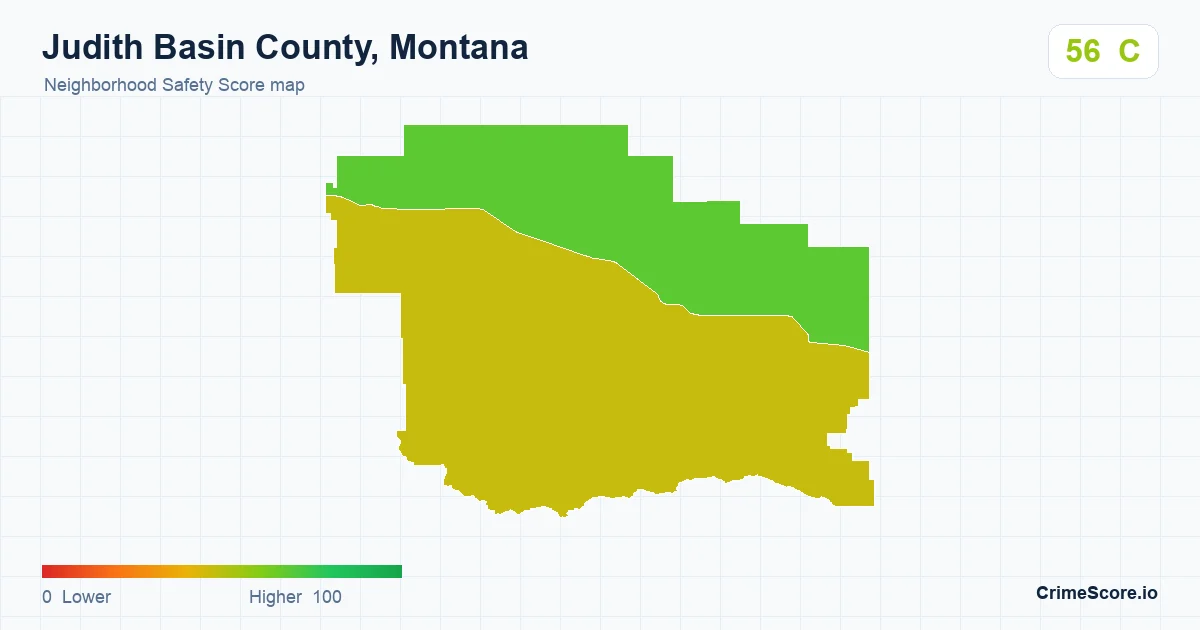 Judith Basin County, Montana neighborhood Safety Score map by Census block group