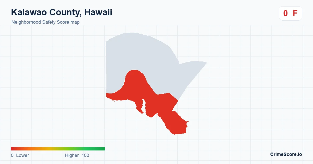 Kalawao County, Hawaii neighborhood Safety Score map by Census block group