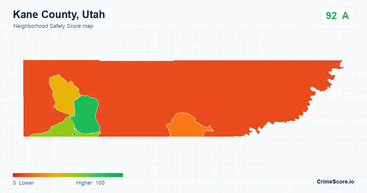 Kane County, Utah neighborhood Safety Score map by Census block group