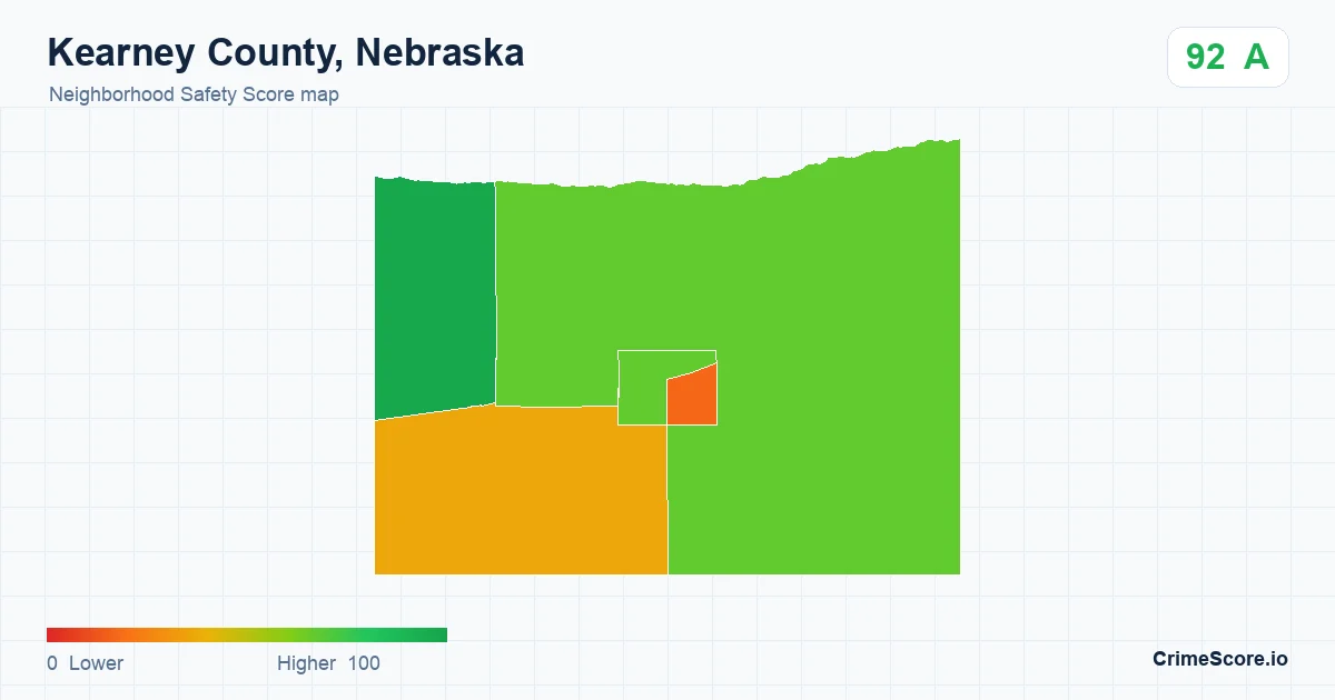 Kearney County, Nebraska neighborhood Safety Score map by Census block group