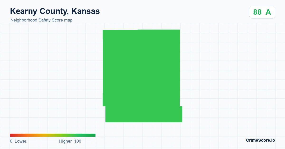 Kearny County, Kansas neighborhood Safety Score map by Census block group