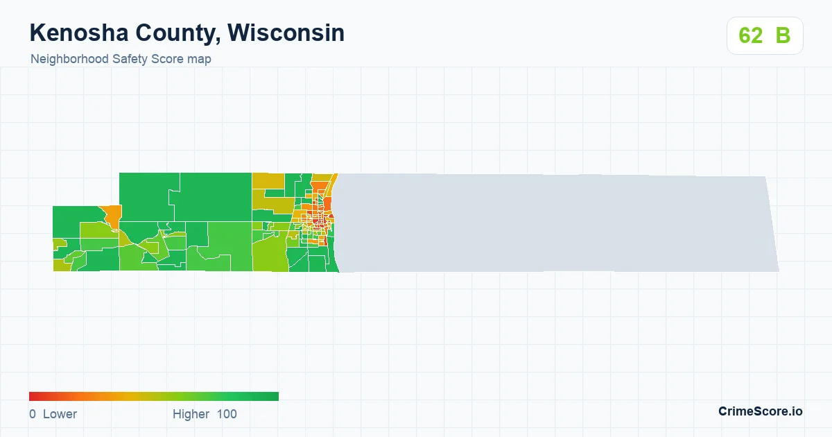 Kenosha County, Wisconsin neighborhood Safety Score map by Census block group